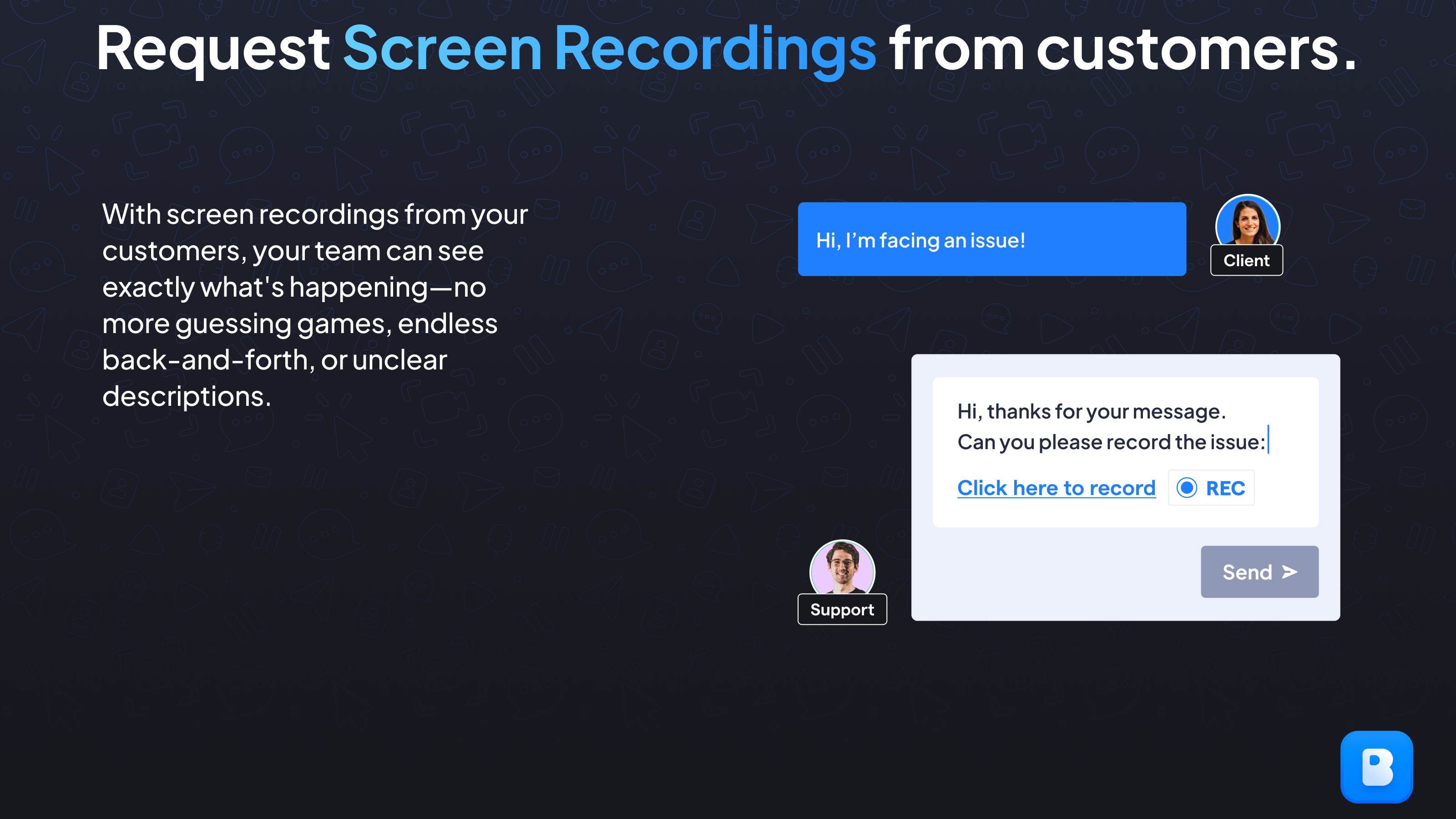 Request Screen Recordings from customers